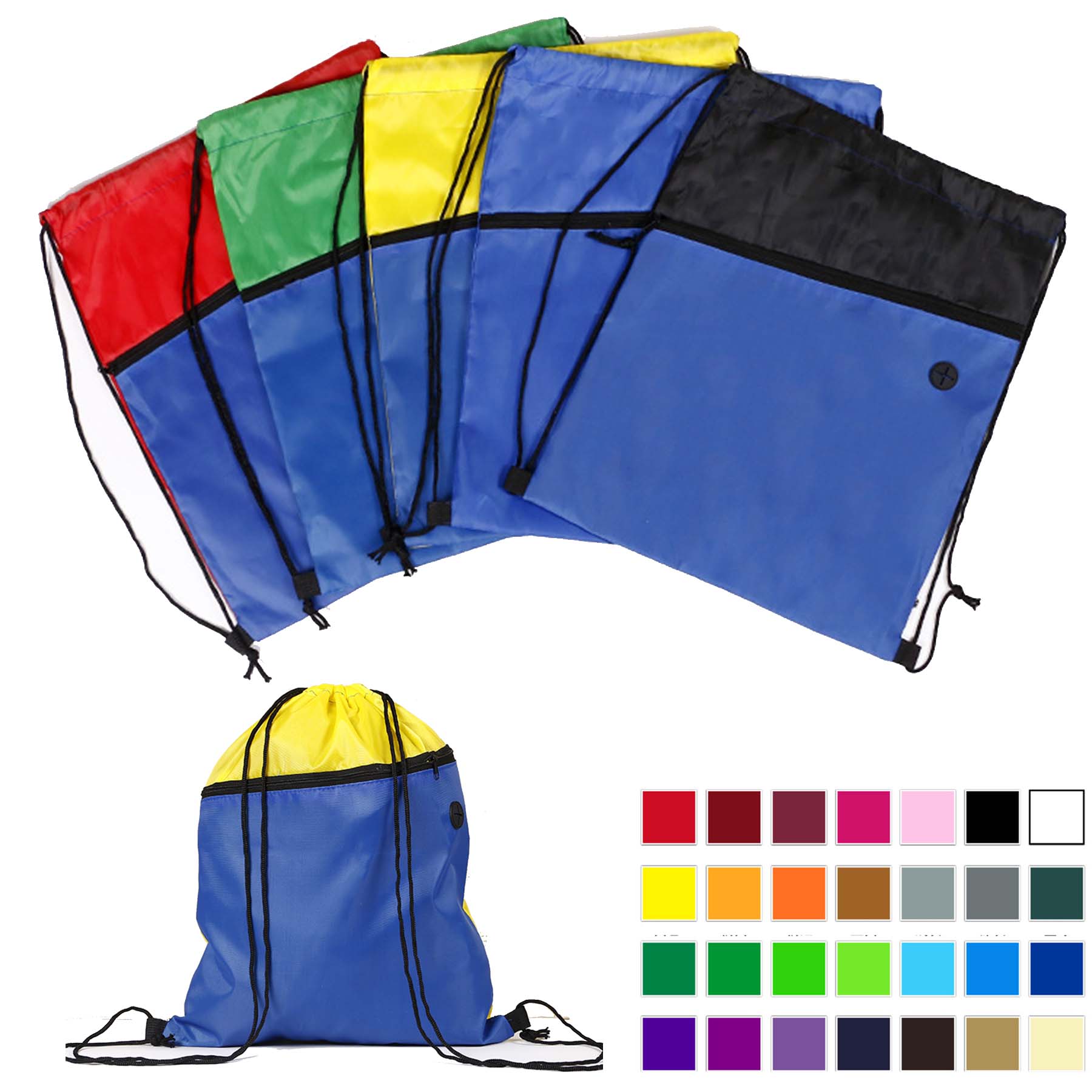 Drawstring Backpack with Zipper 2