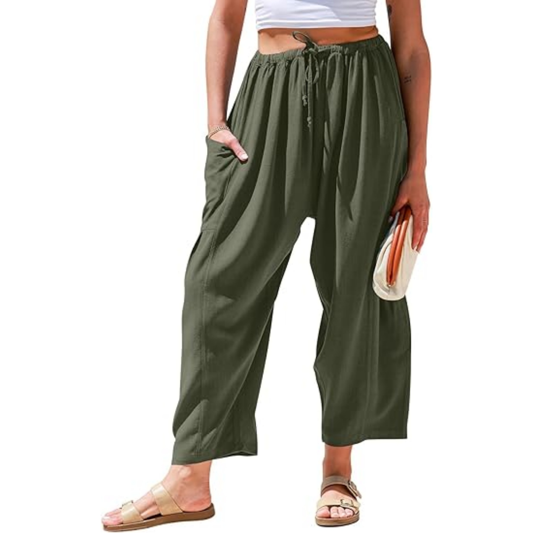 Women Linen Wide Leg Pants 3