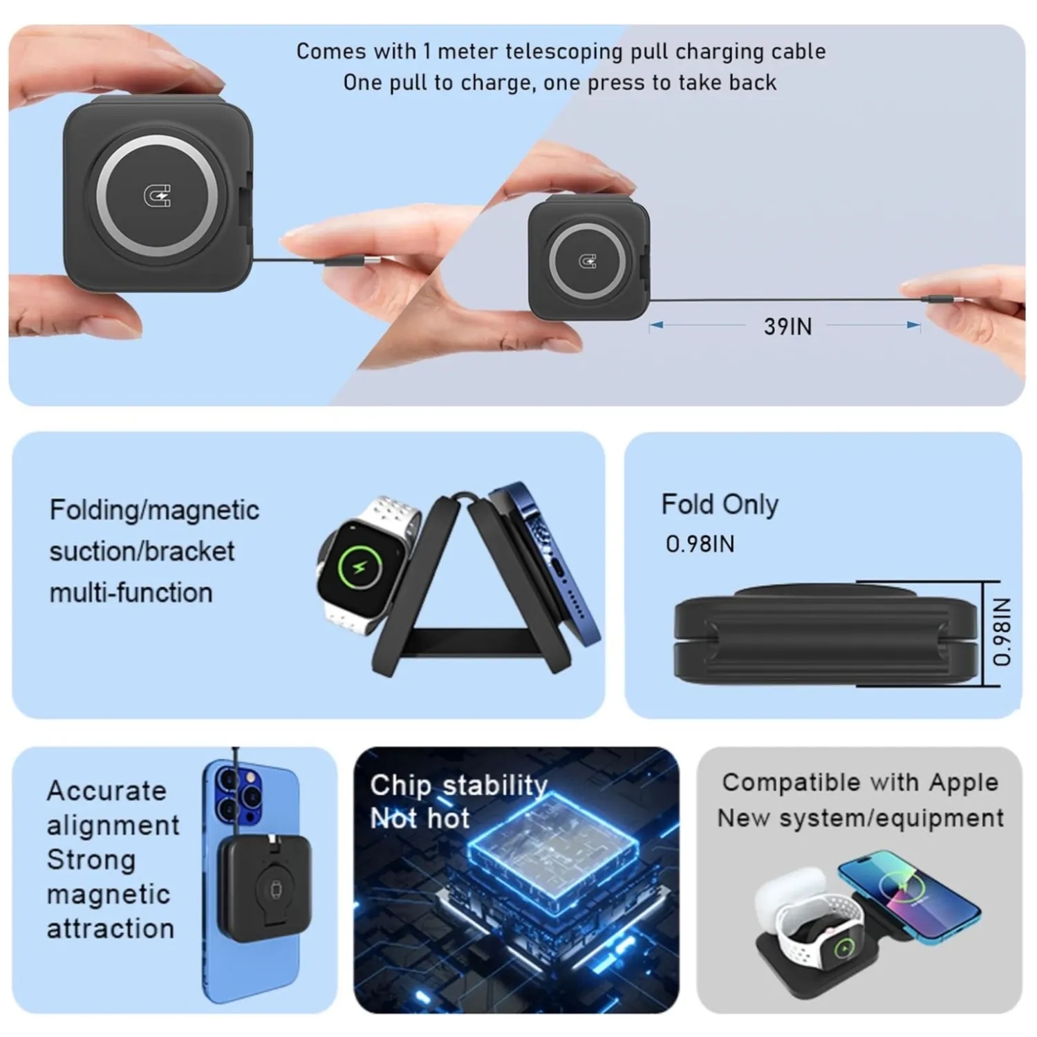 3-in-1 Magnetic Foldable Fast Charging Wireless Charger 3