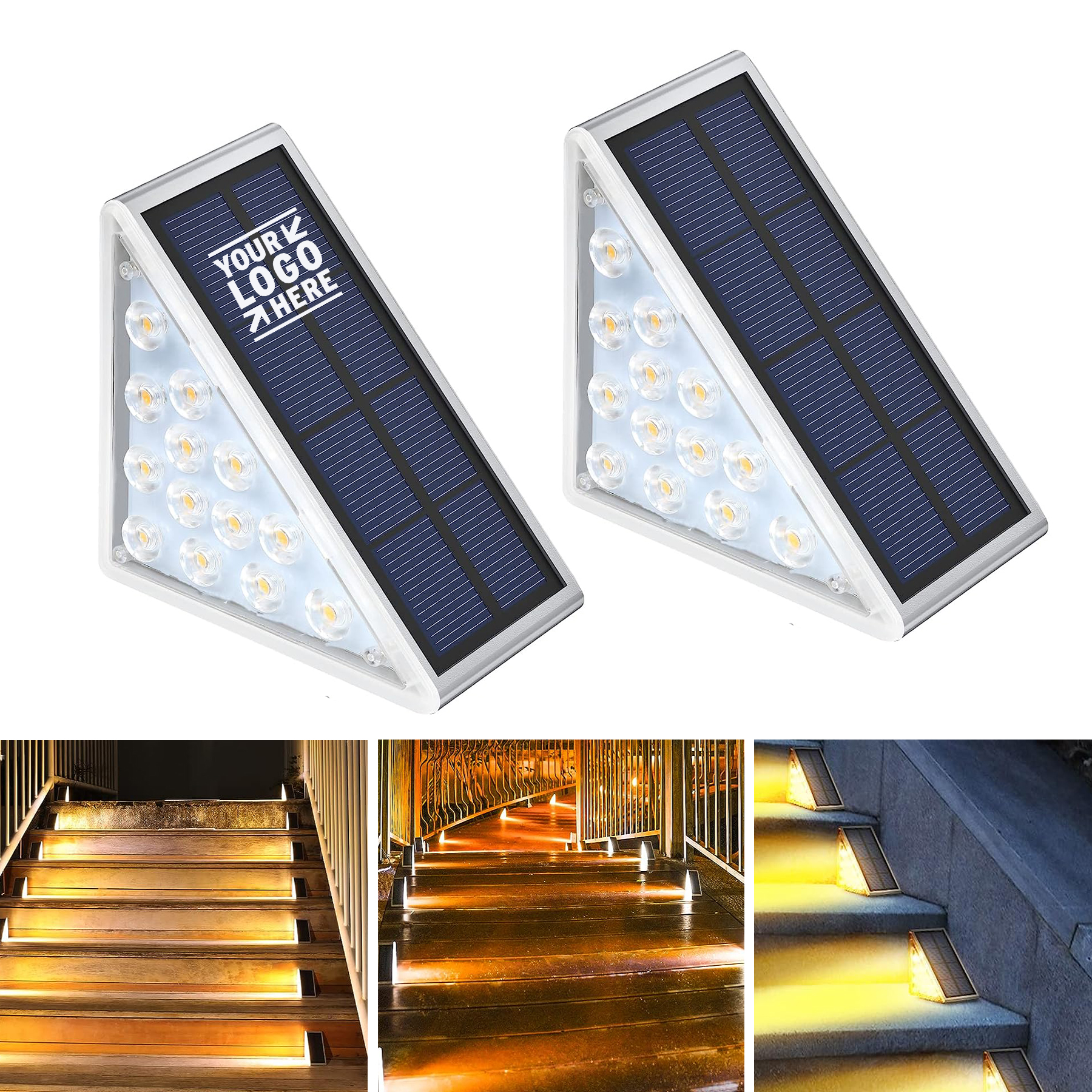 Outdoor Garden Deck Patio Waterproof IP67 LED Triangular Solar Stair Light 2