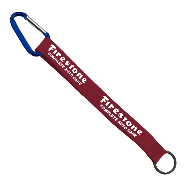 3/4" Sewn Polyester Keychain with Metal Split-Ring and Carabiner 141