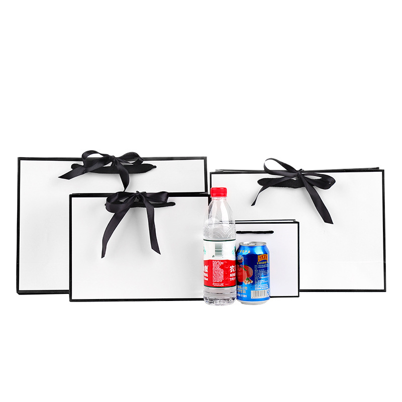 White Paper Shopping Bag With Bowknot-14.17" x 9.84" x 4.72" 2