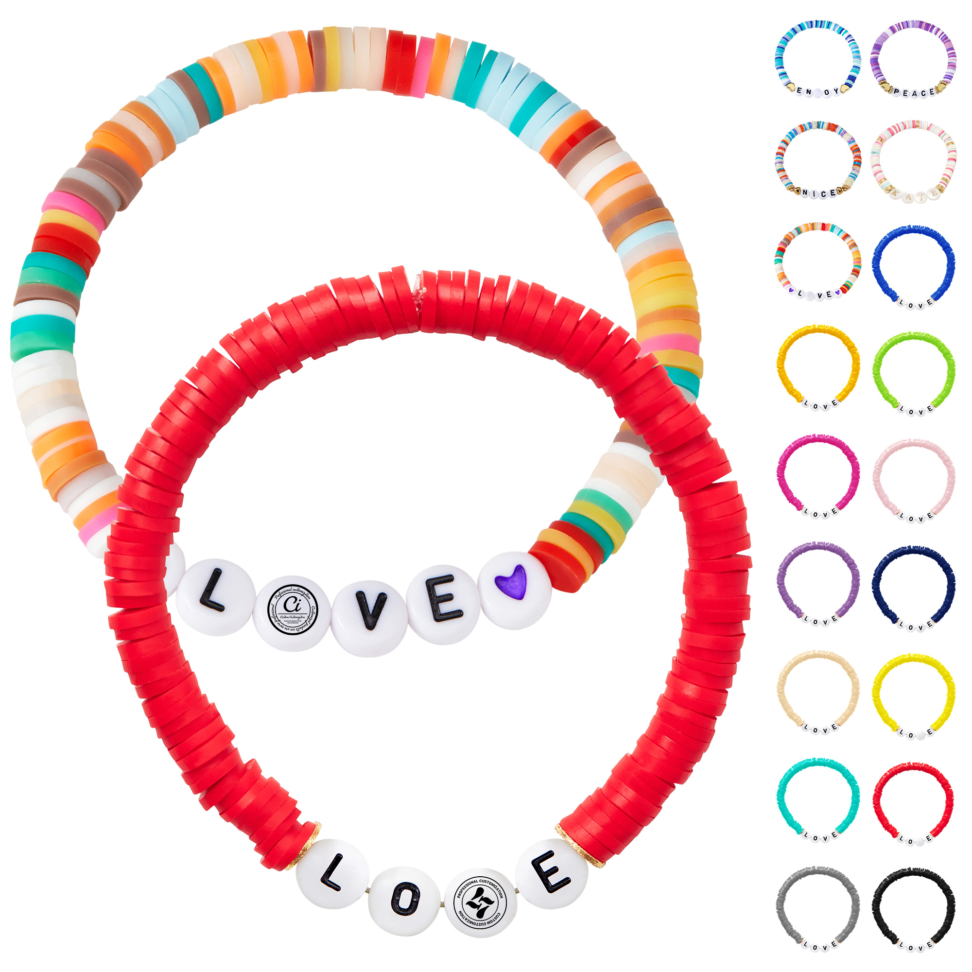 Handmade Bohemian Stackable Letter Beaded Soft Clay Bracelet 3