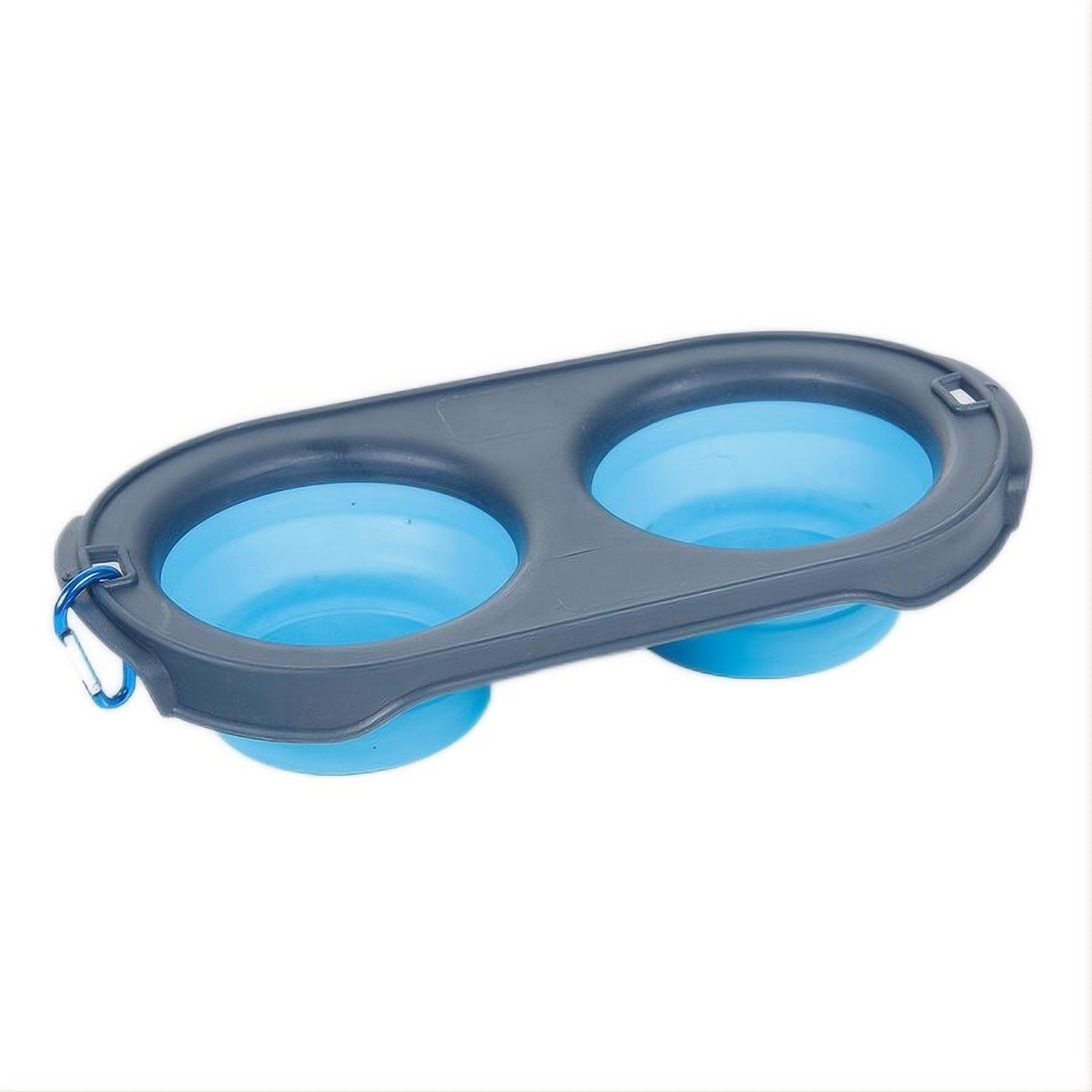 Collapsible Double Dog Bowls with Carabiner Clip 5
