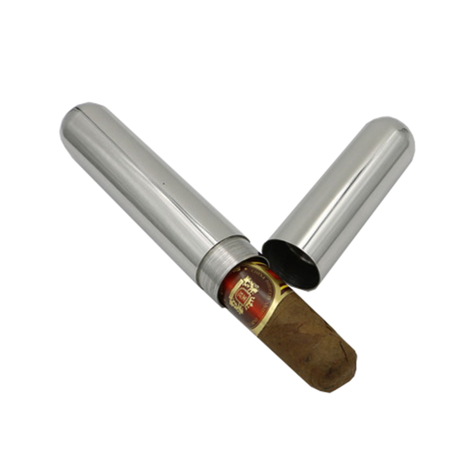 Single Tube Thickened Stainless Steel Cigar Holder Humidor 7