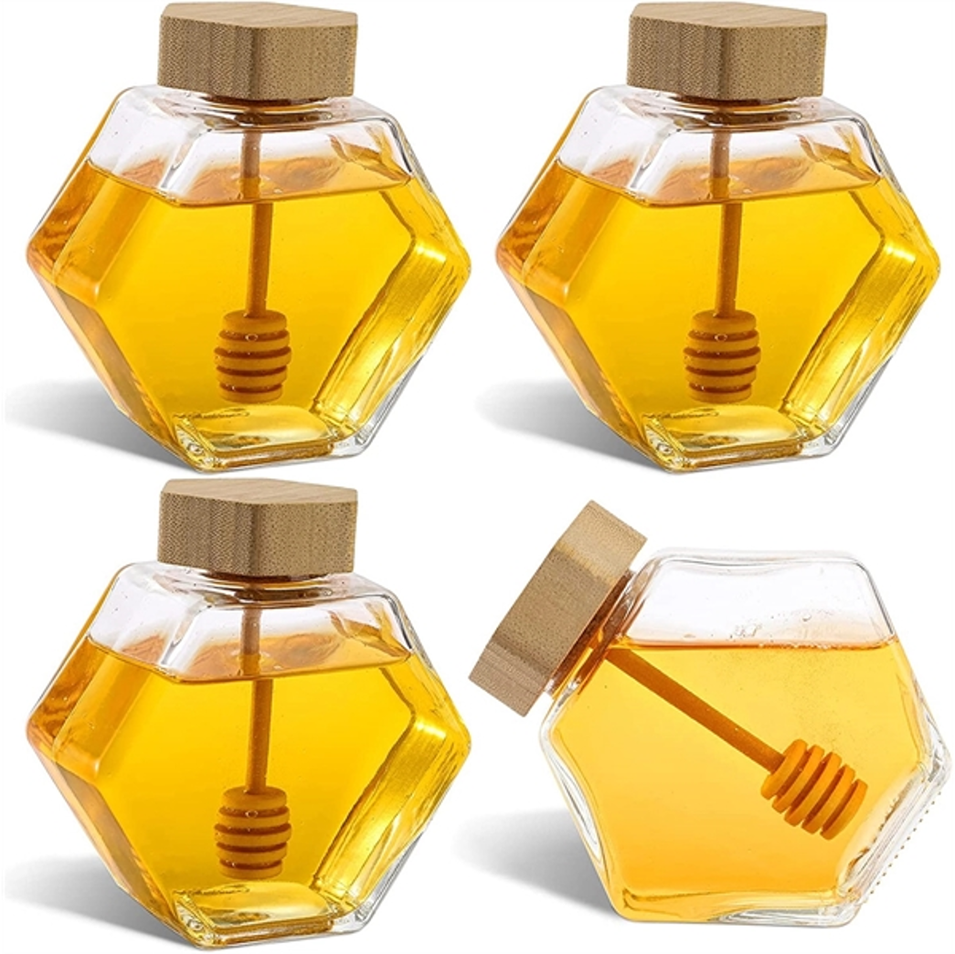 Hexagon shaped Glass Jars 2