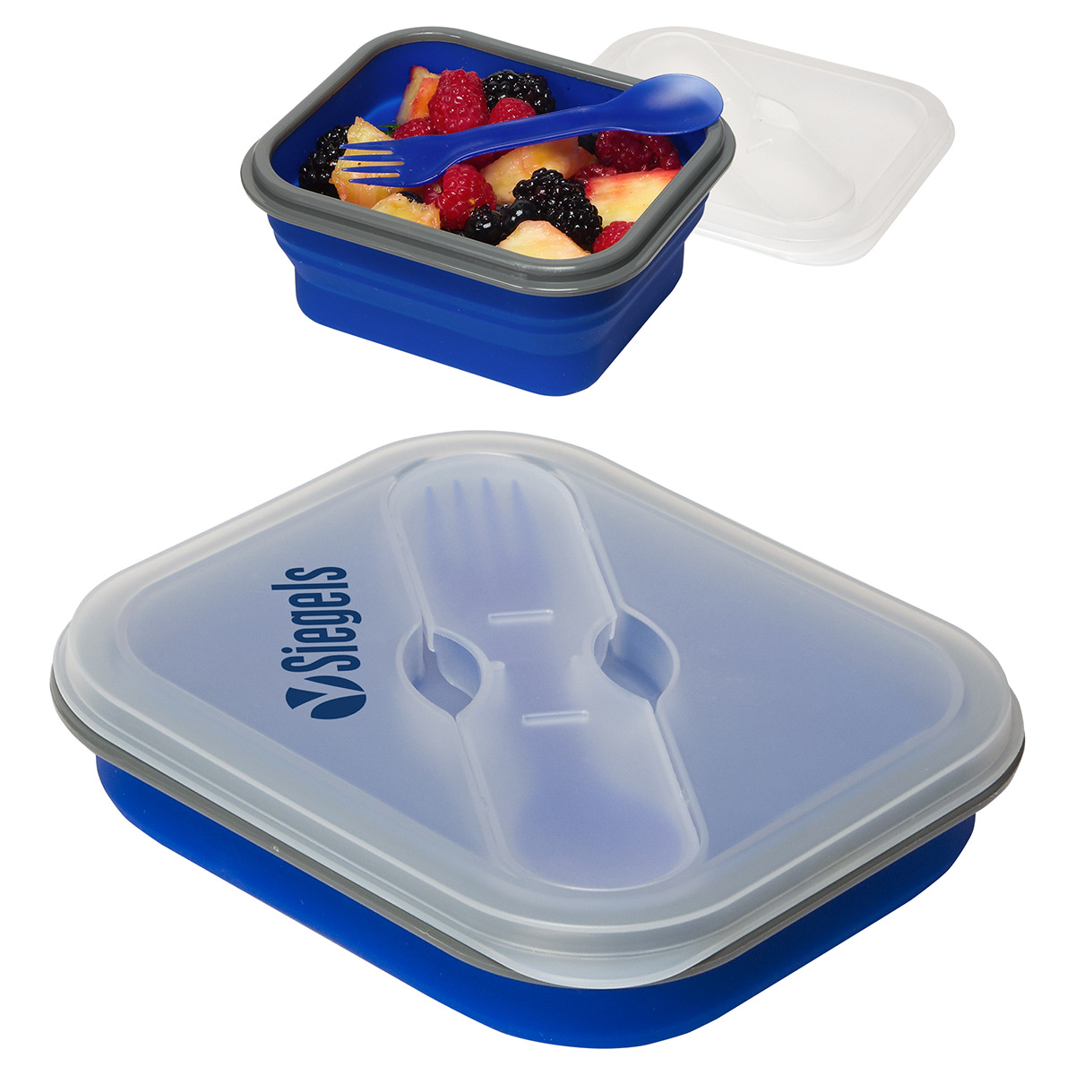 Collapsible Silicone Lunch Box with Fork & Spoon 3