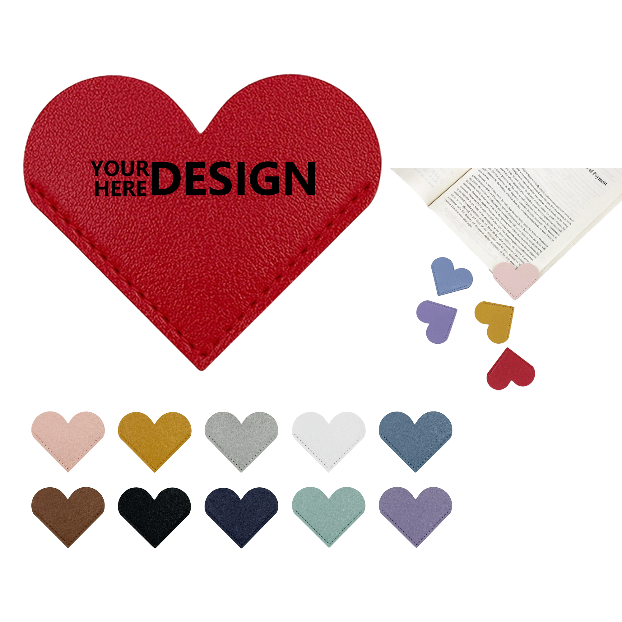 Heart-Shaped PU Leather Bookmark 1