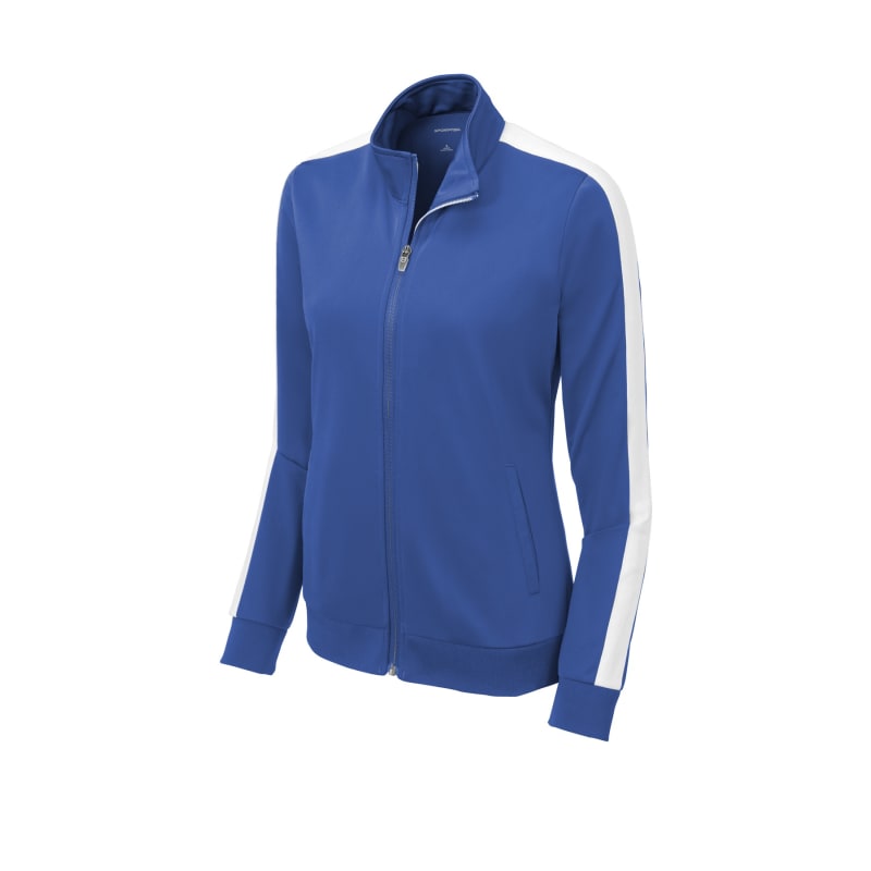 Sport-Tek Ladies Tricot Sleeve Stripe Track Jacket. 3