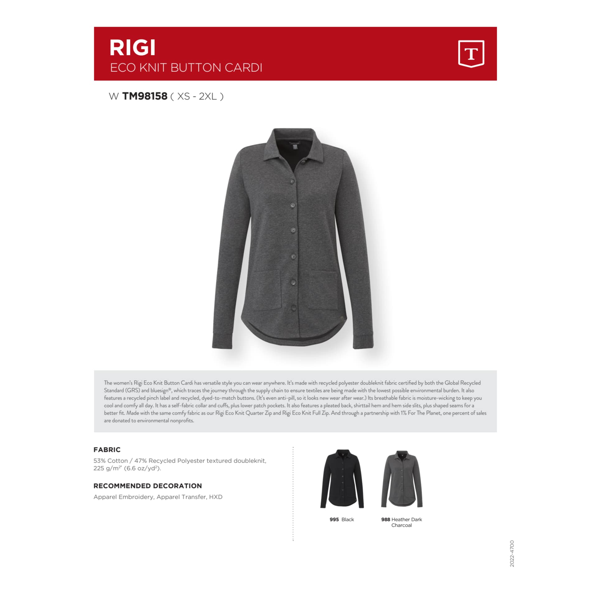 RIGI Eco Knit Button Cardi - Women's, custom women's shirt with logo imprint 18