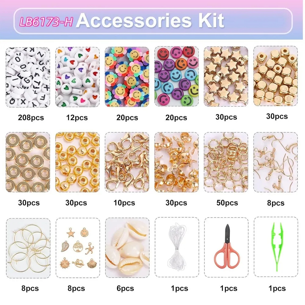 Lot DIY Friendship Bracelet Making Kit Beads and Charms Set 16