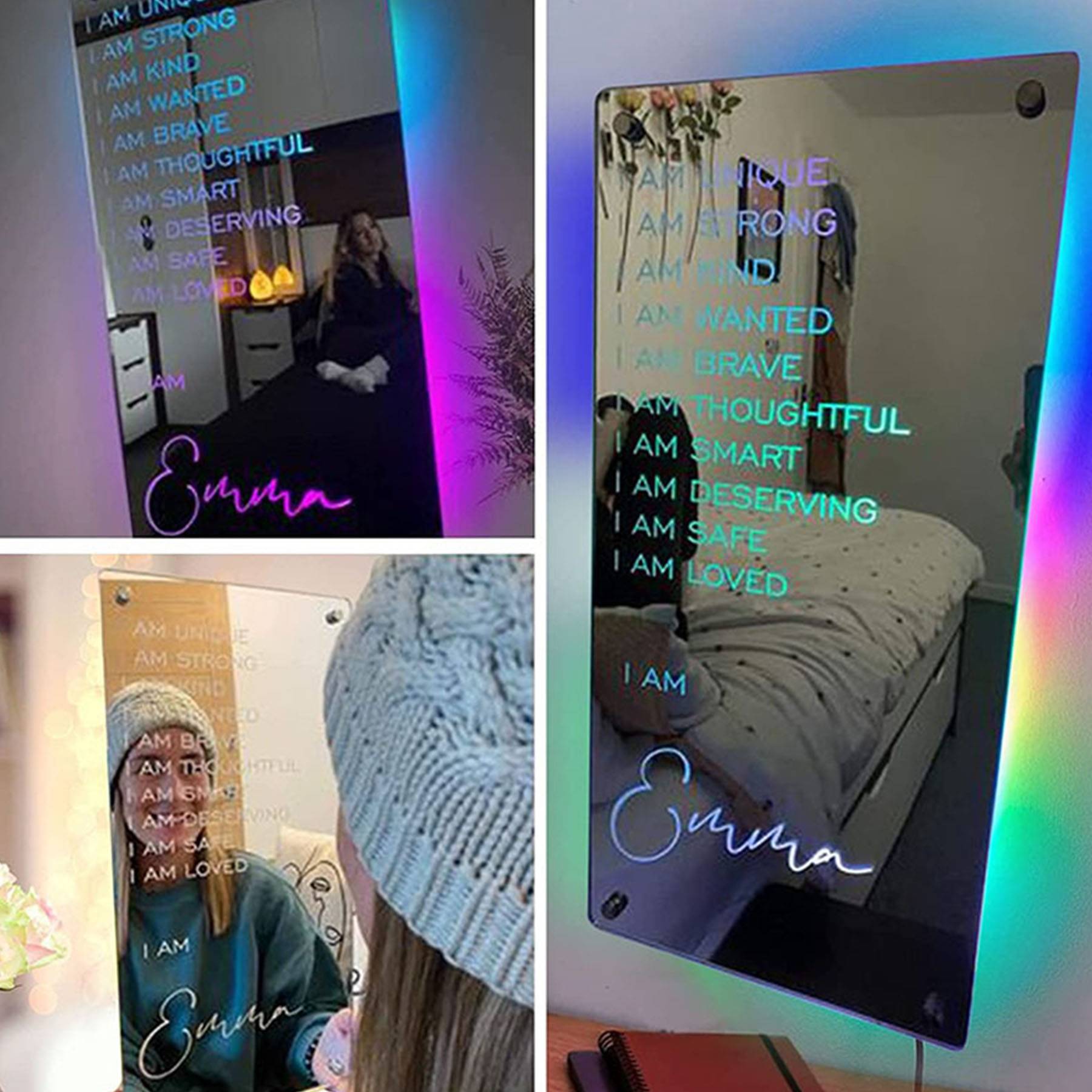 10 Self-Affirming Acrylic Wall Mirror W/ LED Light 5