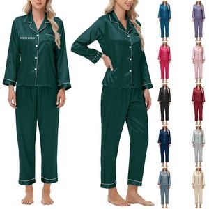 Women Silk Satin Pajamas Set 4