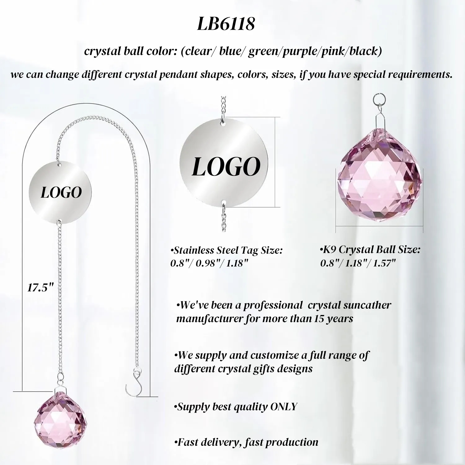 Custom Crystal Ball Christmas Ornaments Prism Suncatcher 3
