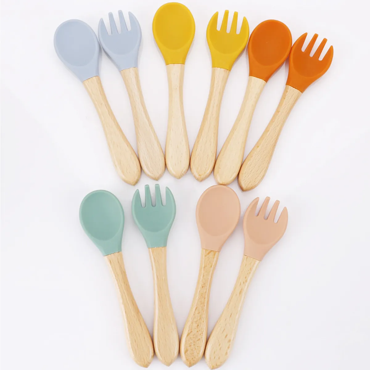 Baby Feeding Spoons w/ Soft Curved Silicone Tips for Infants 2