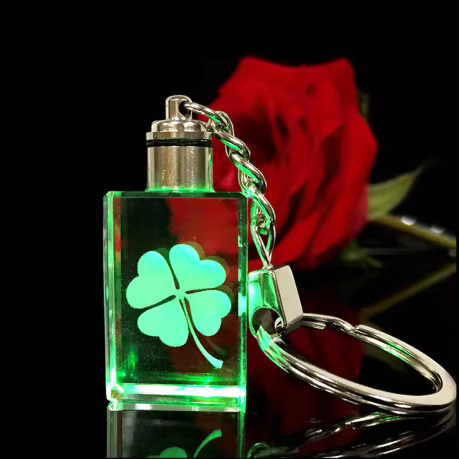 Cuboid Shaped LED Light Crystal Keychain 3
