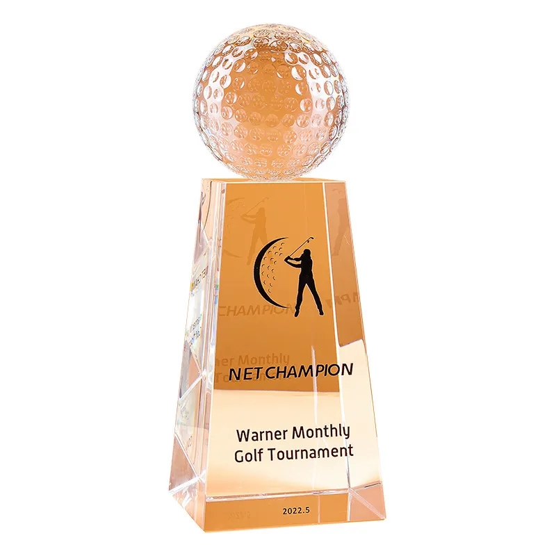 Clear Crystal Golf Trophy 5