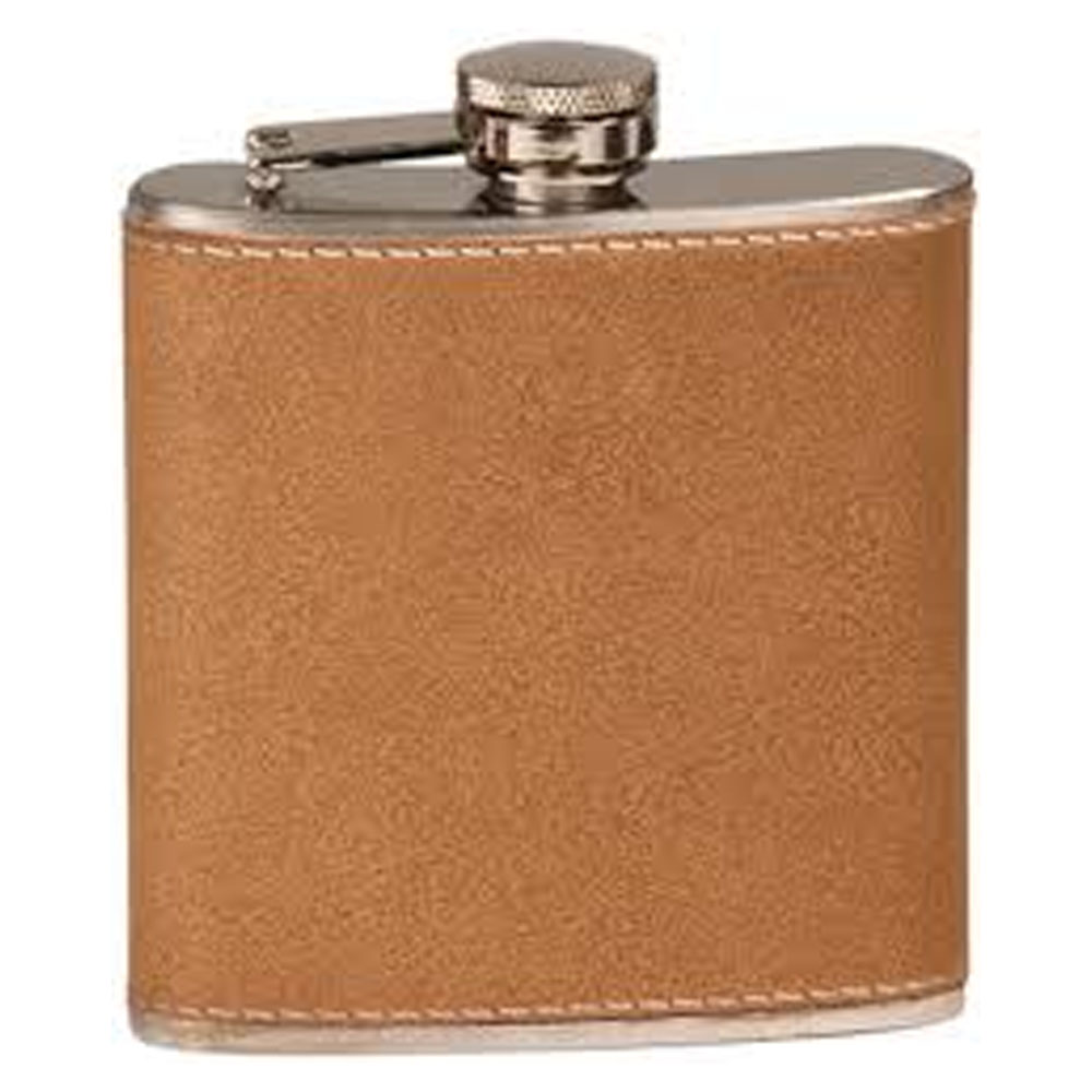 6 Oz. Leather Stainless Steel Flask, custom water bottle with logo imprint 2