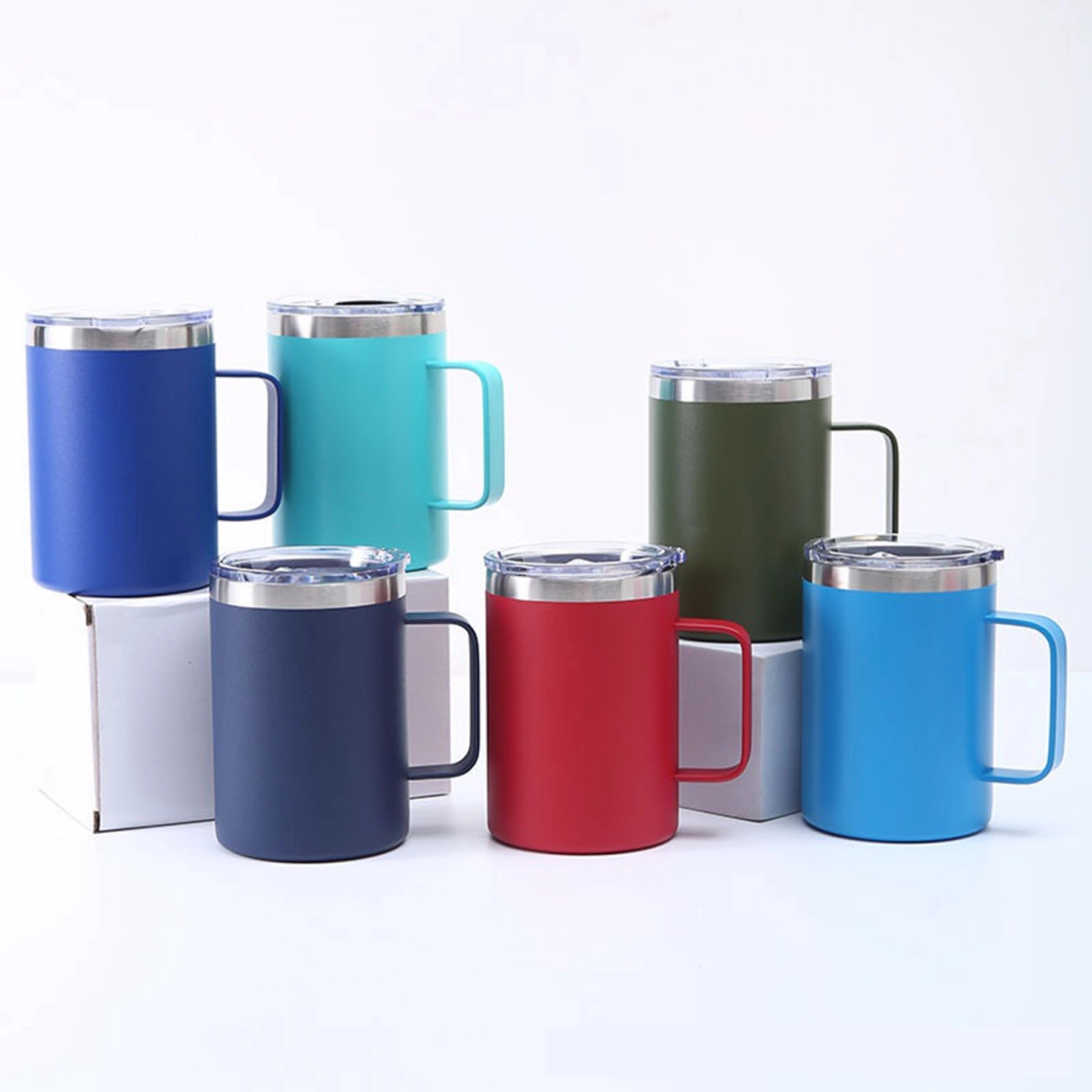 16 Oz. Vacuum Stainless Steel Coffee Mug with Handle & Lid 21