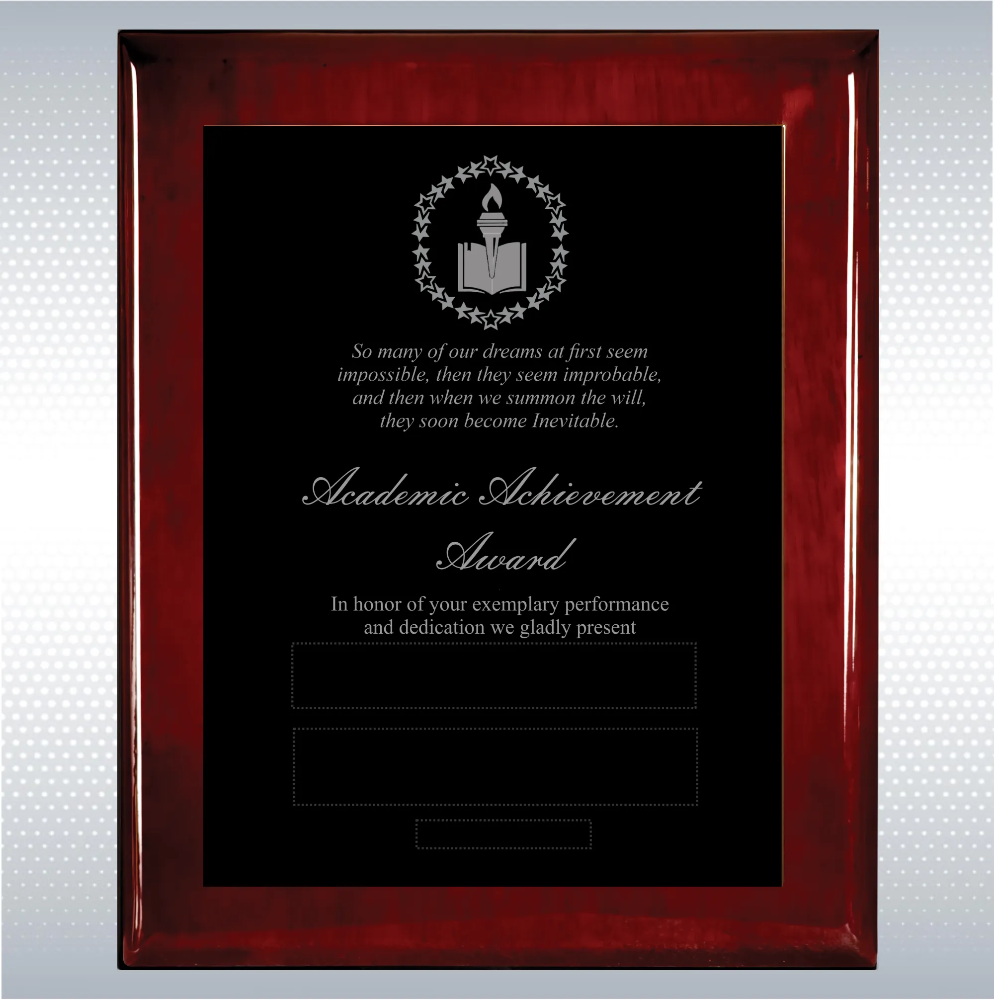 Rosewood Piano Finish Wood Plaque Academic Achievement 9