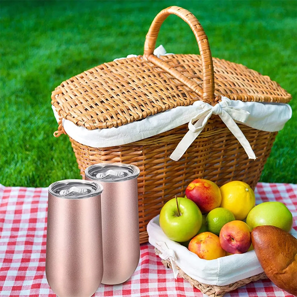 Insulated Champagne Flute With Top Lid Stainless Steel Cup 5