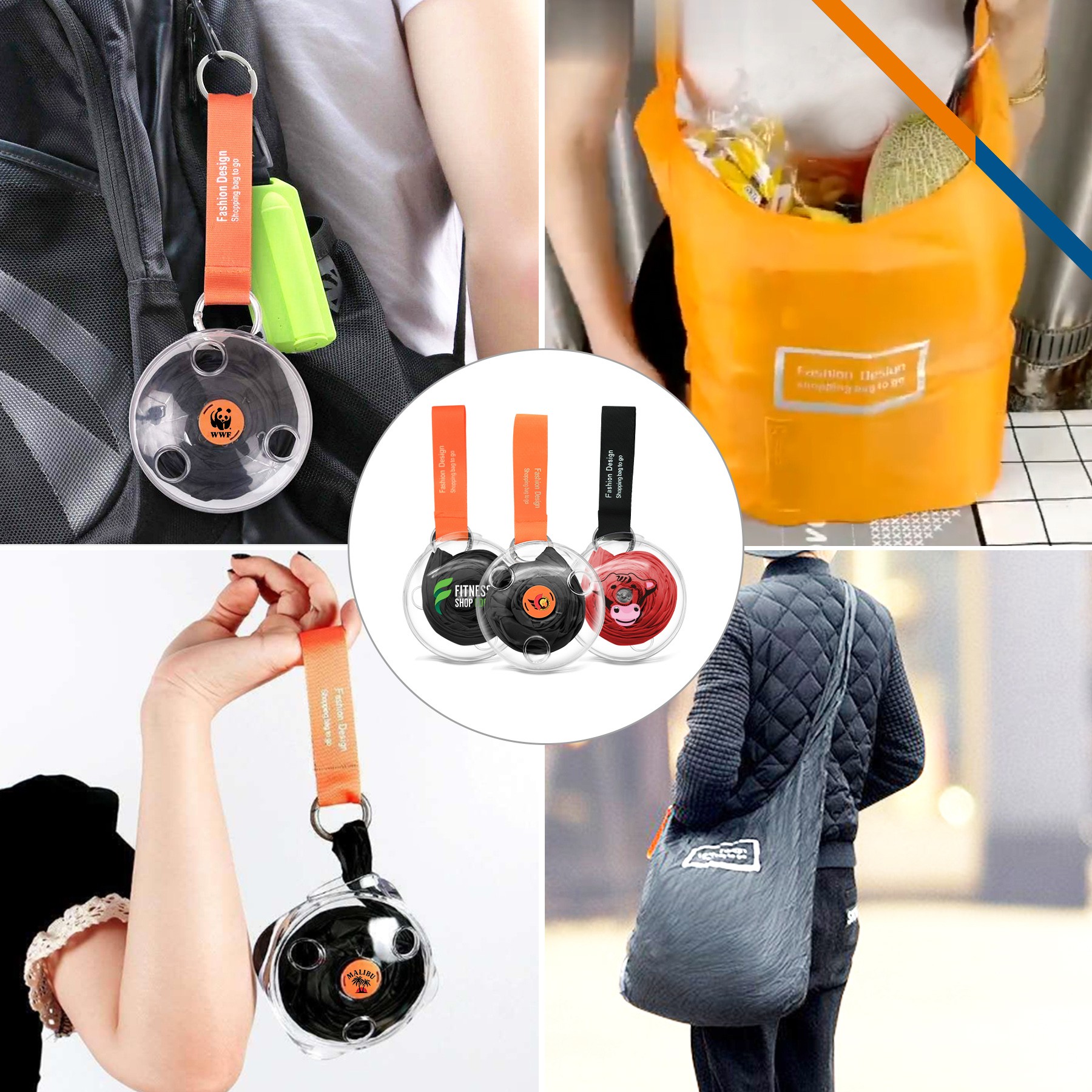 Reusable Telescopic Portable Roll Up Shopping Bag 1