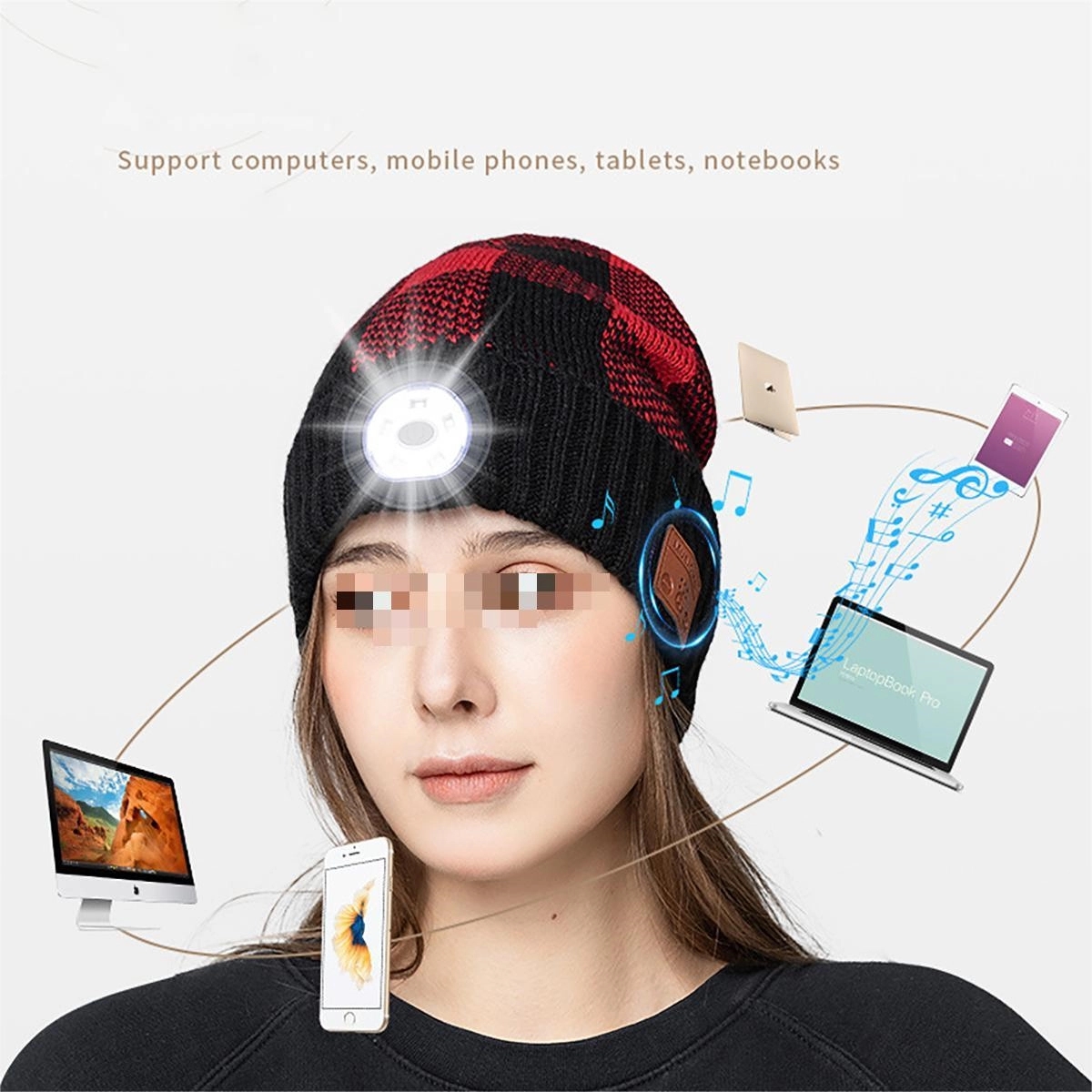 Bluetooth Beanie With Head Light 4