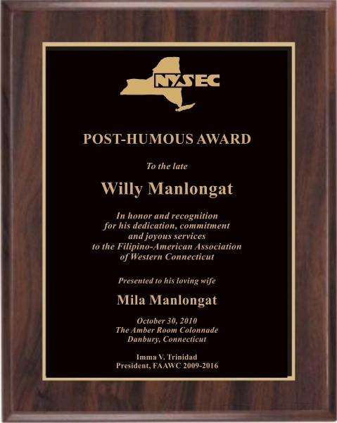 10.5 x 13" Cherry Finish Plaque w/ Double Engraved Plate 1