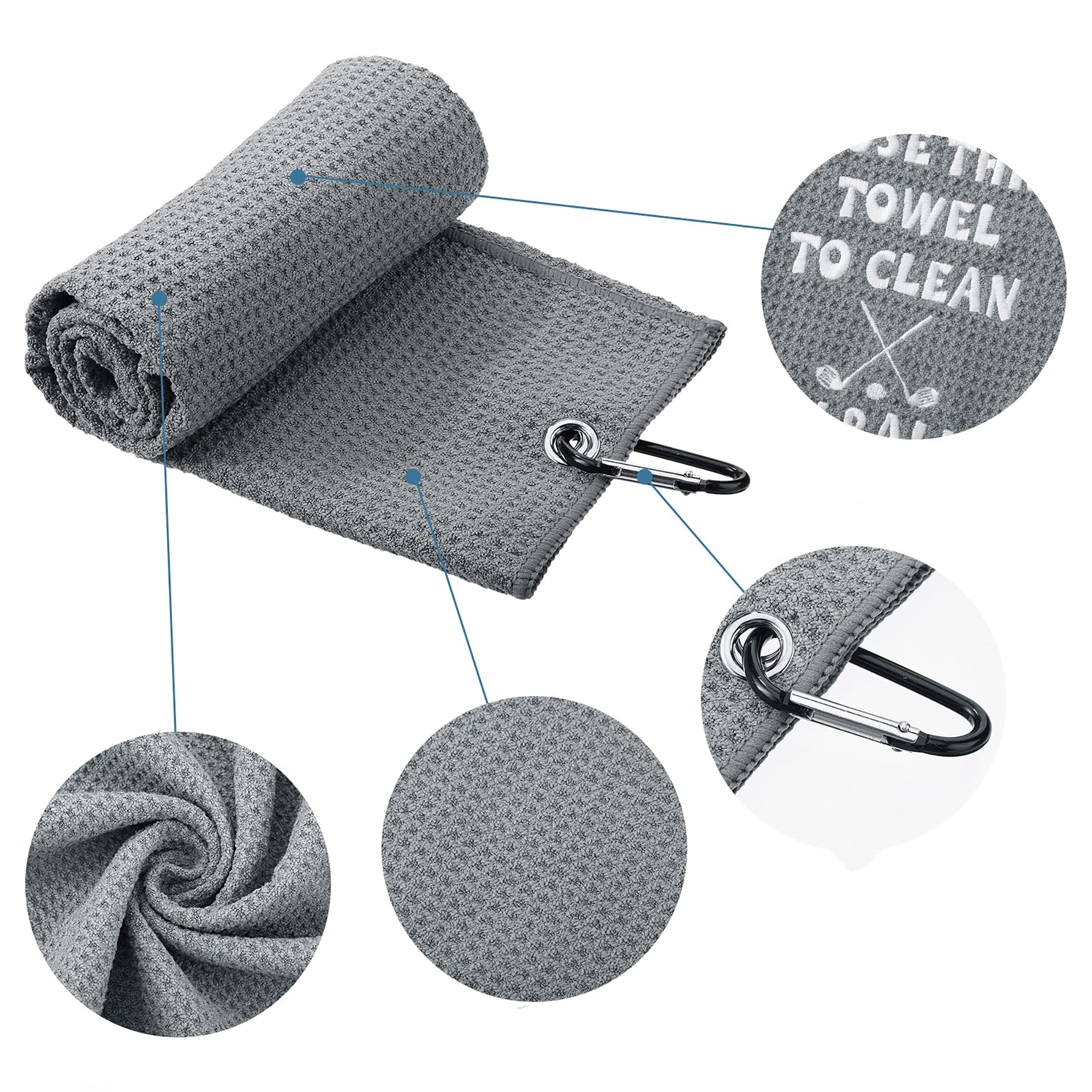 Premium Microfiber Golf Towel with Durable Aluminum Clip 7