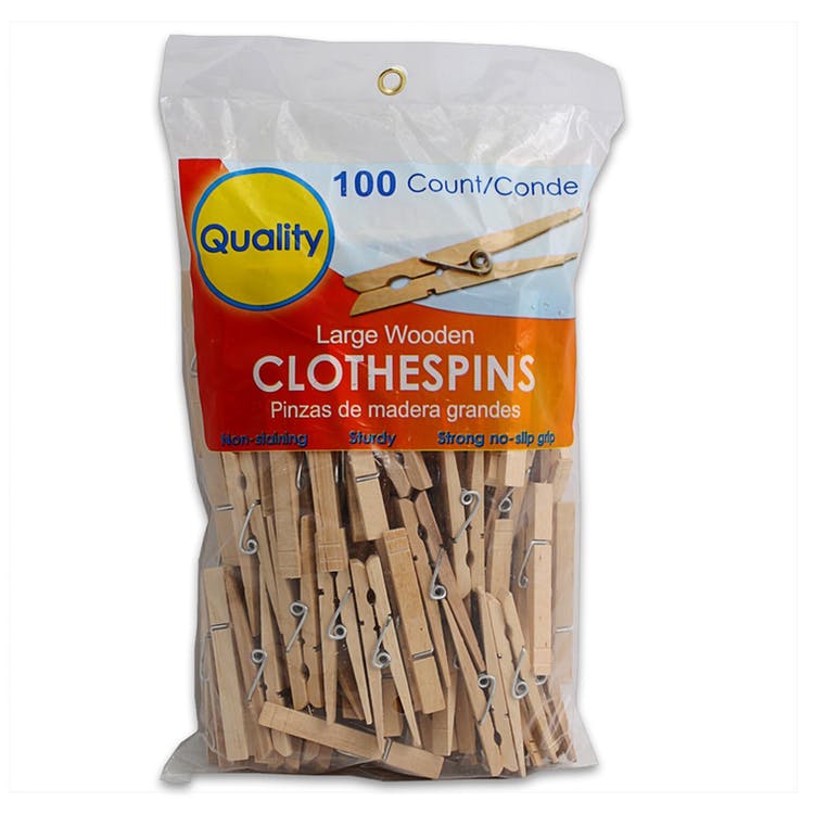 Large Wooden Clothespins - 100 Pack 3.5" 2
