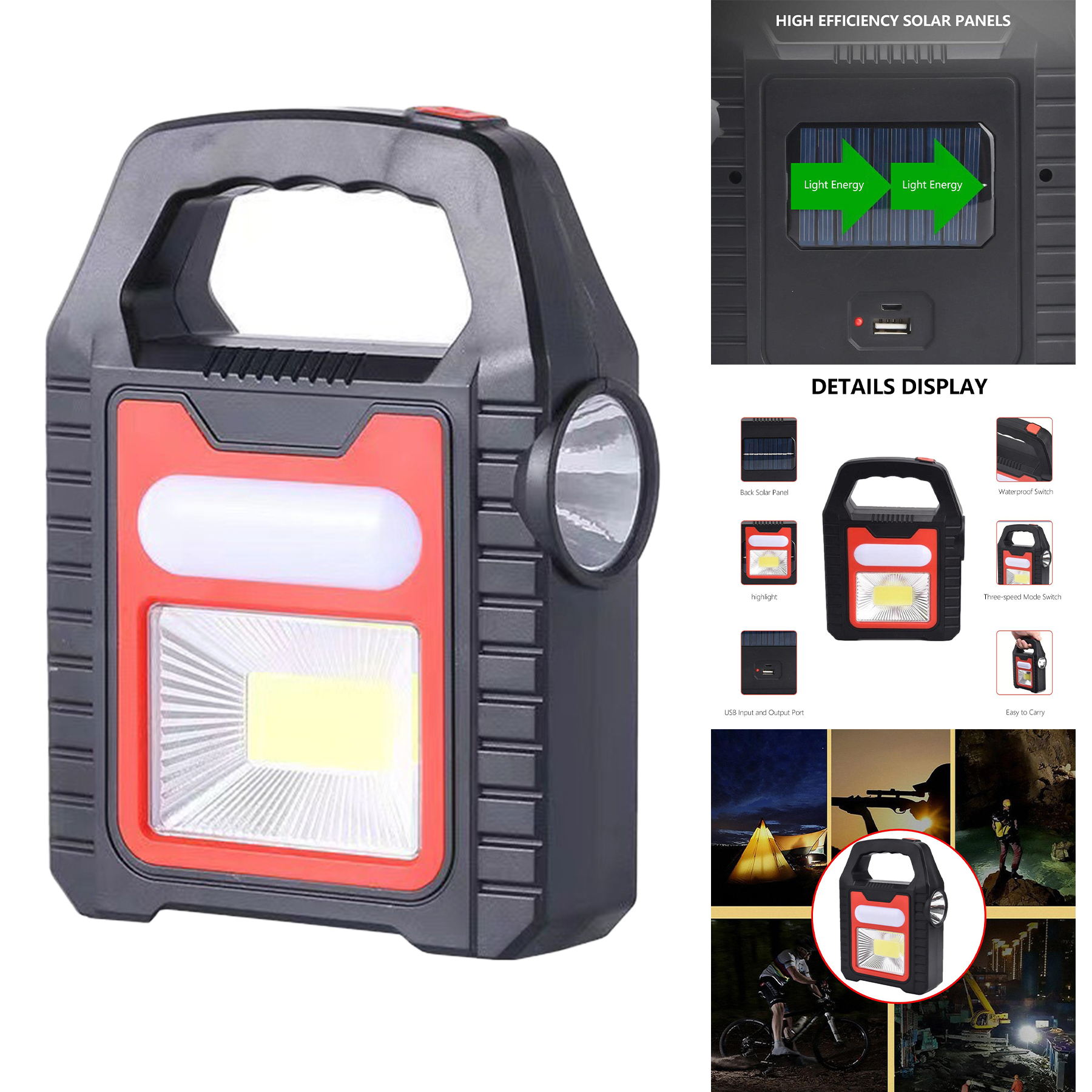 COB Flashlight Solar Power System 3