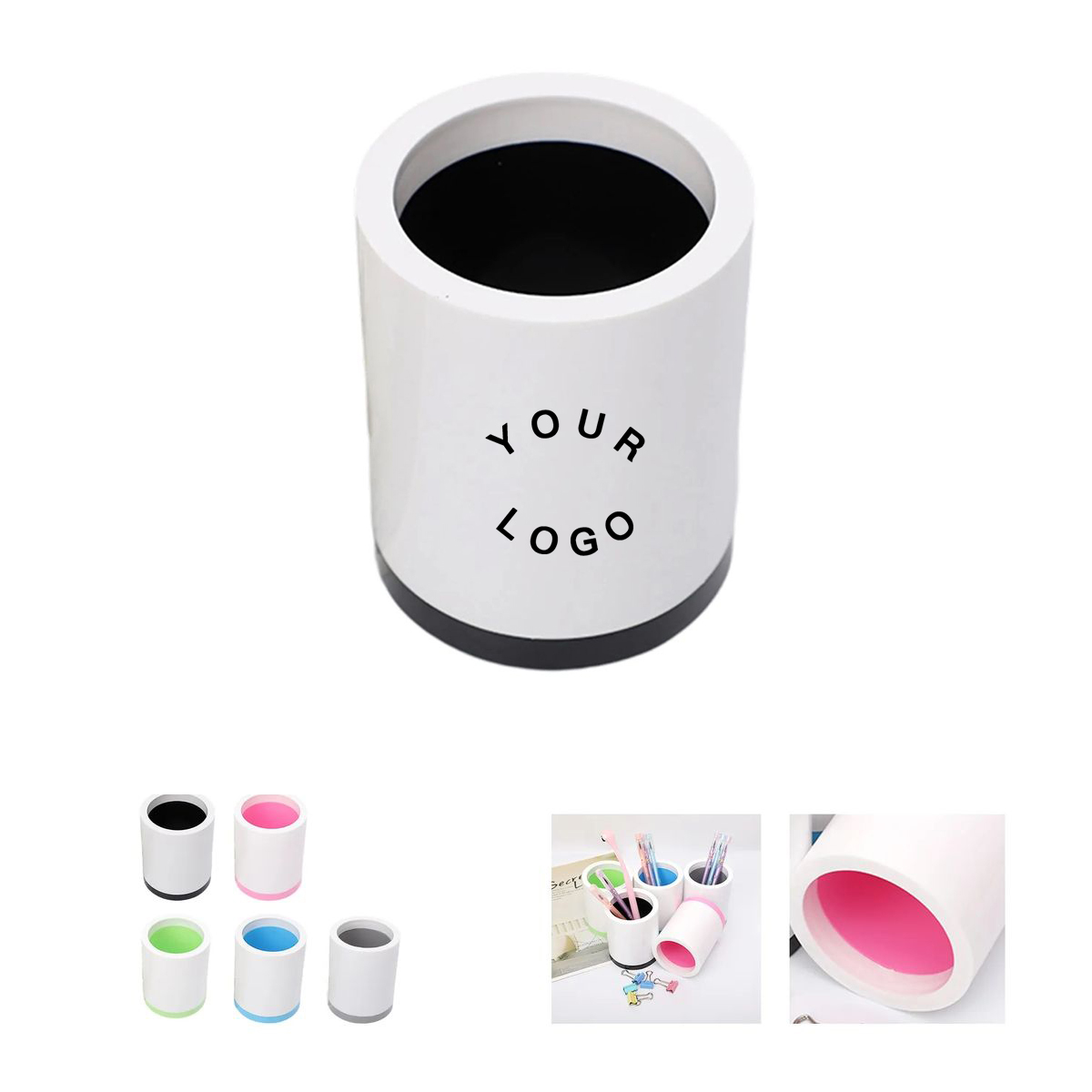 Round Desk Pen Holder with Color Trim 7