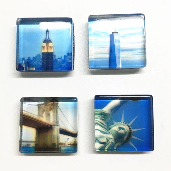 Custom Epoxy Printing Square Crystal Glass Fridge Magnets 5