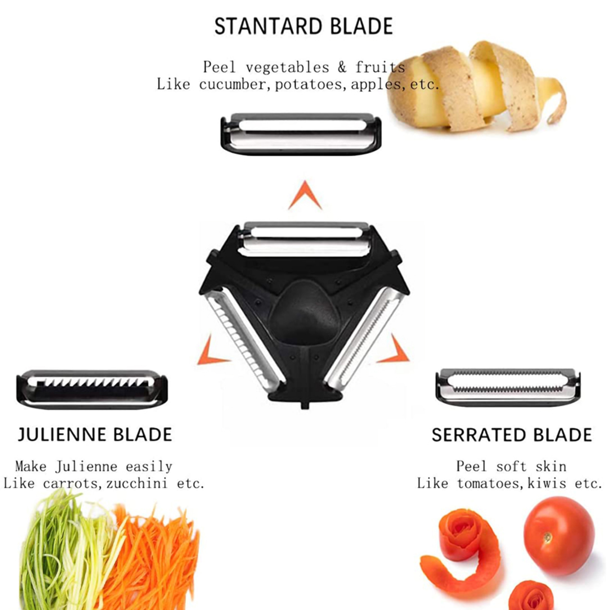 Triple Function Plastic Vegetable Peeler 4