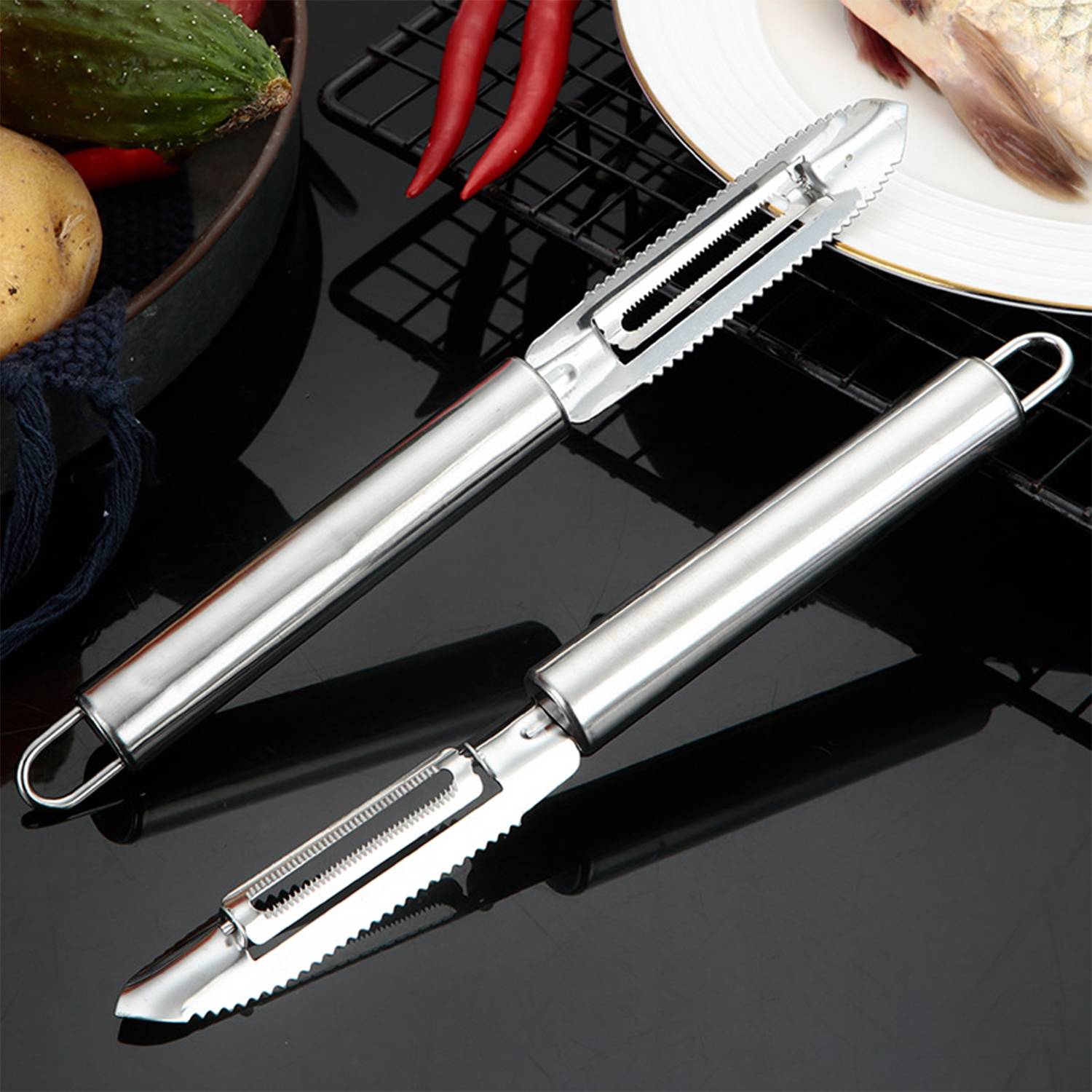 Kitchen Fish Scaler Fruit Vegetable Peeler 4