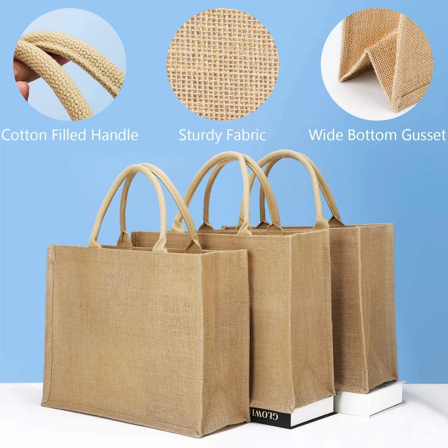 Jute tote bag, custom tote bag with logo imprint 3