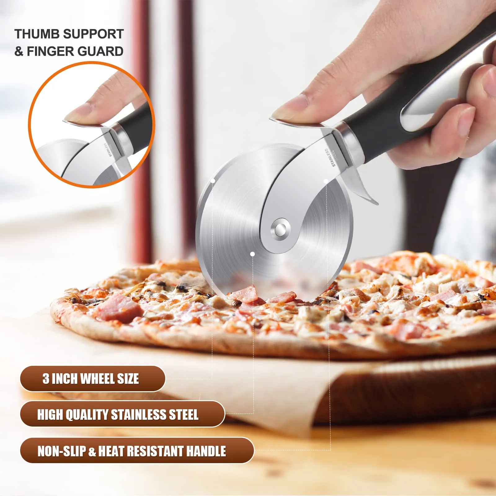 Stainless Steel Pizza Cutter Wheel 12