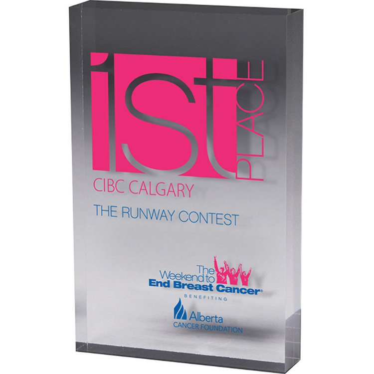 Clear Rectangular Acrylic Paper Weight (5"x 7"x 3/4") Screen-printed