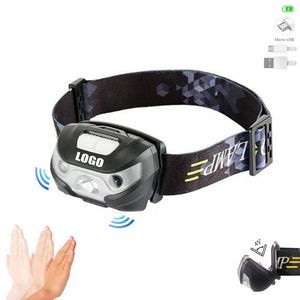 Rechargeable LED Headlamp Adjustable With Manual And Motion Sensor 1