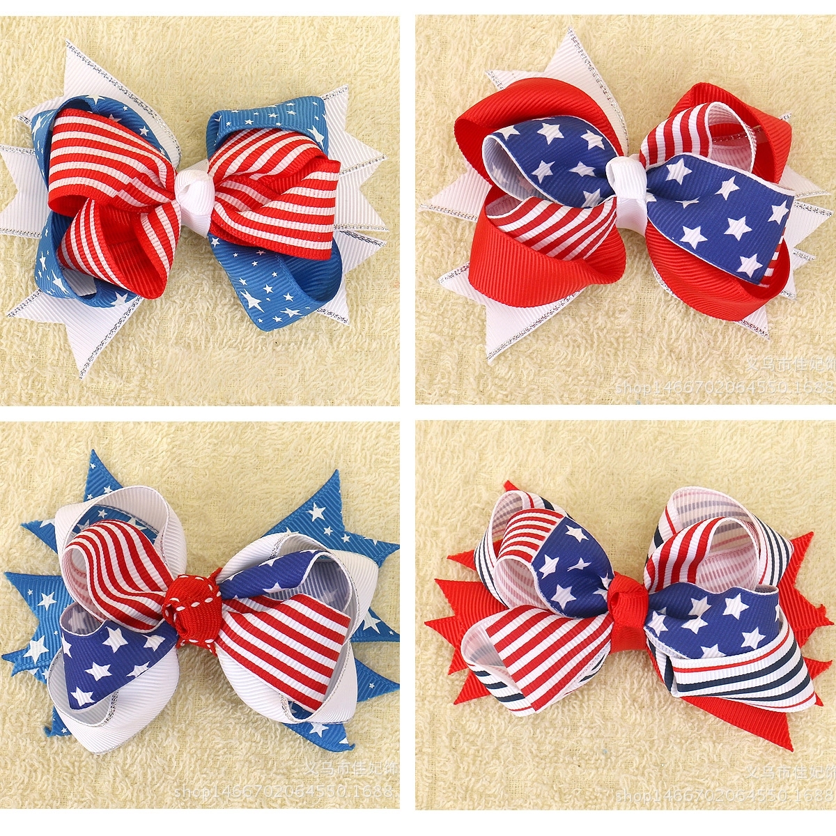 American Flag Hair Bow Clips 4