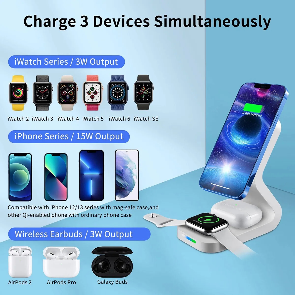 Magnetic Wireless Charger Stand 3 In 1 4