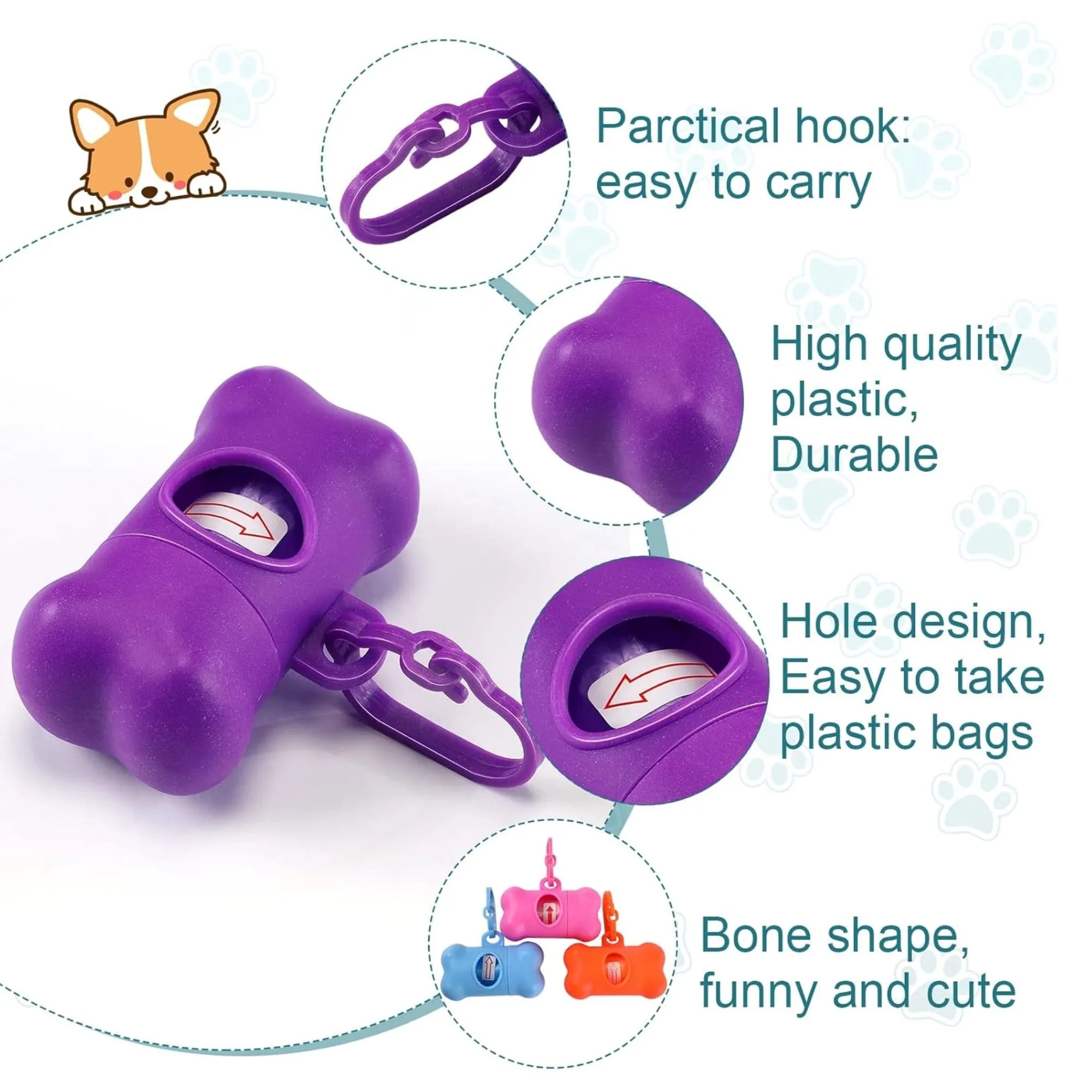 Bone Shaped Pet Dog Toilet Pickup Garbage Bag Holder 2