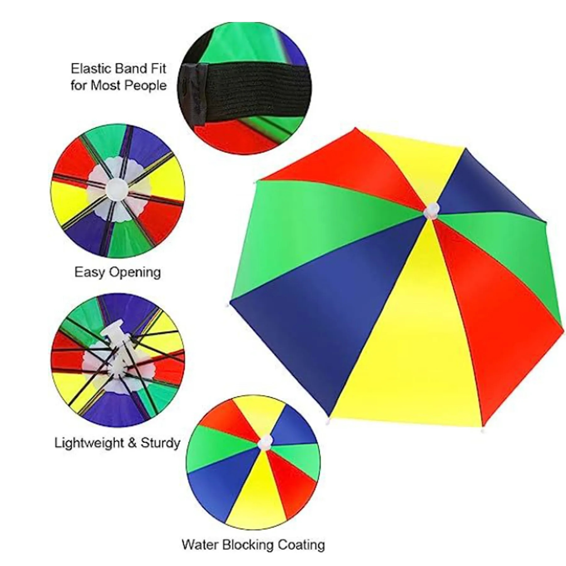 Head Umbrella Hat Summer Popular Sun With Elastic Band 4
