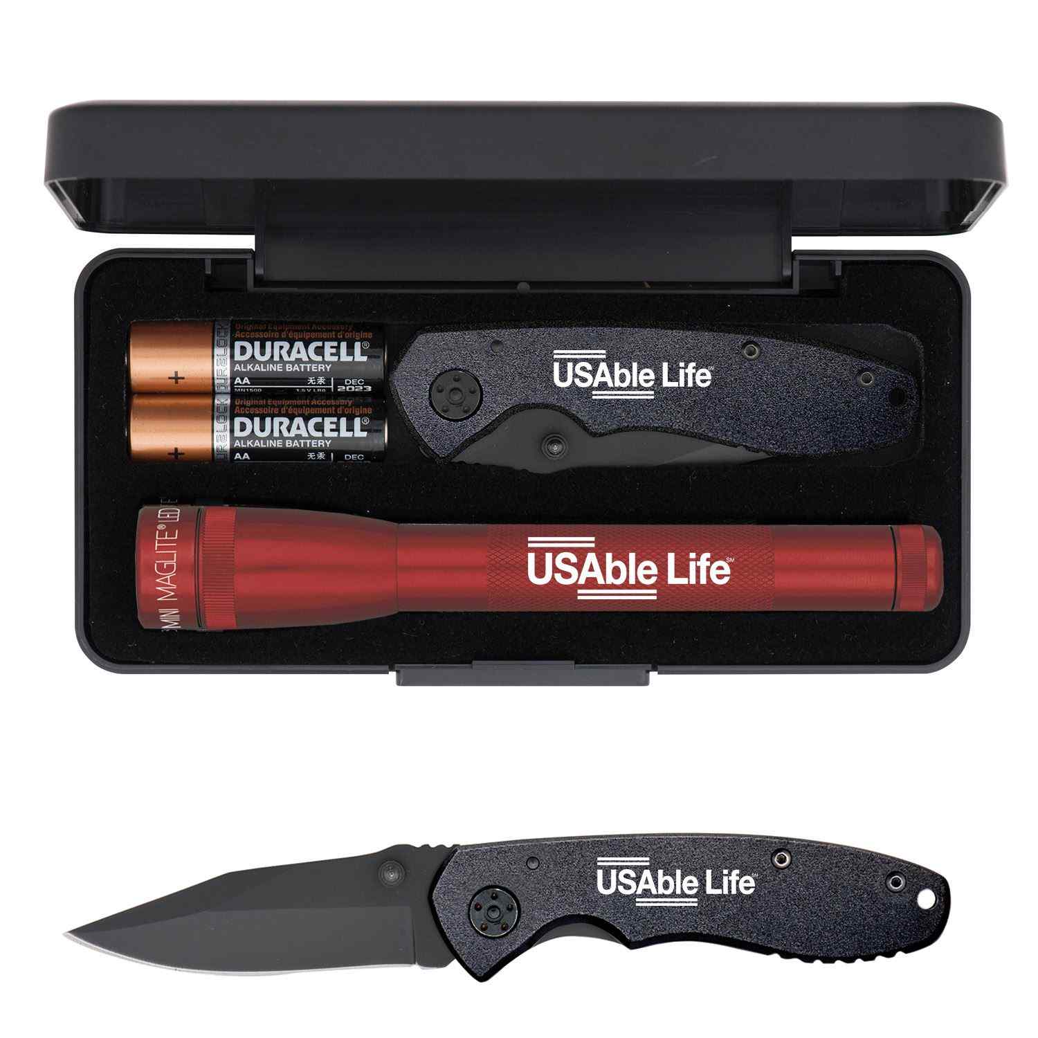 "AA" LED Mini Maglite® With Warhawk Pocket Knife 4