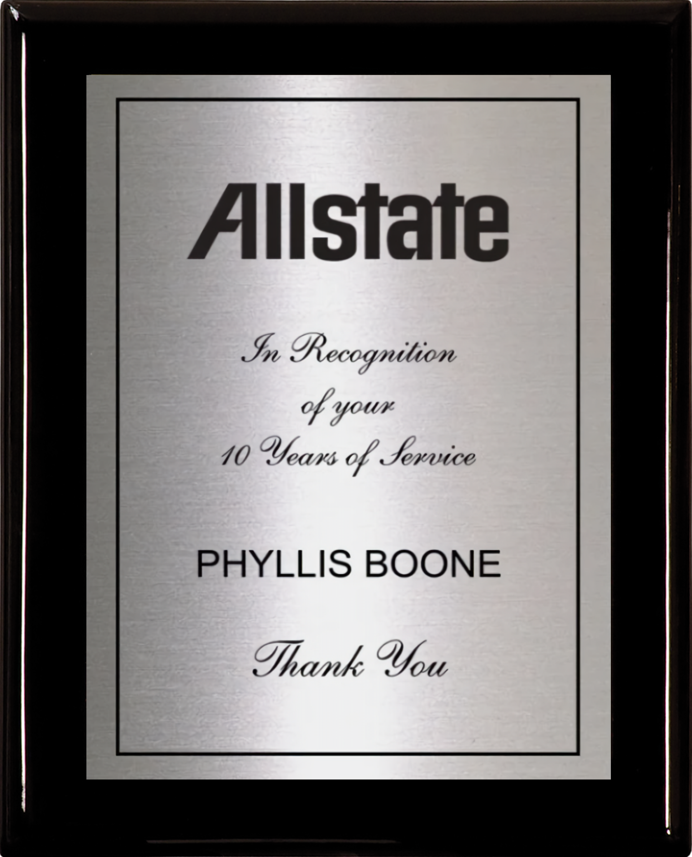 Black Piano Finish Wood Plaque w/Single Engraved Plate 14