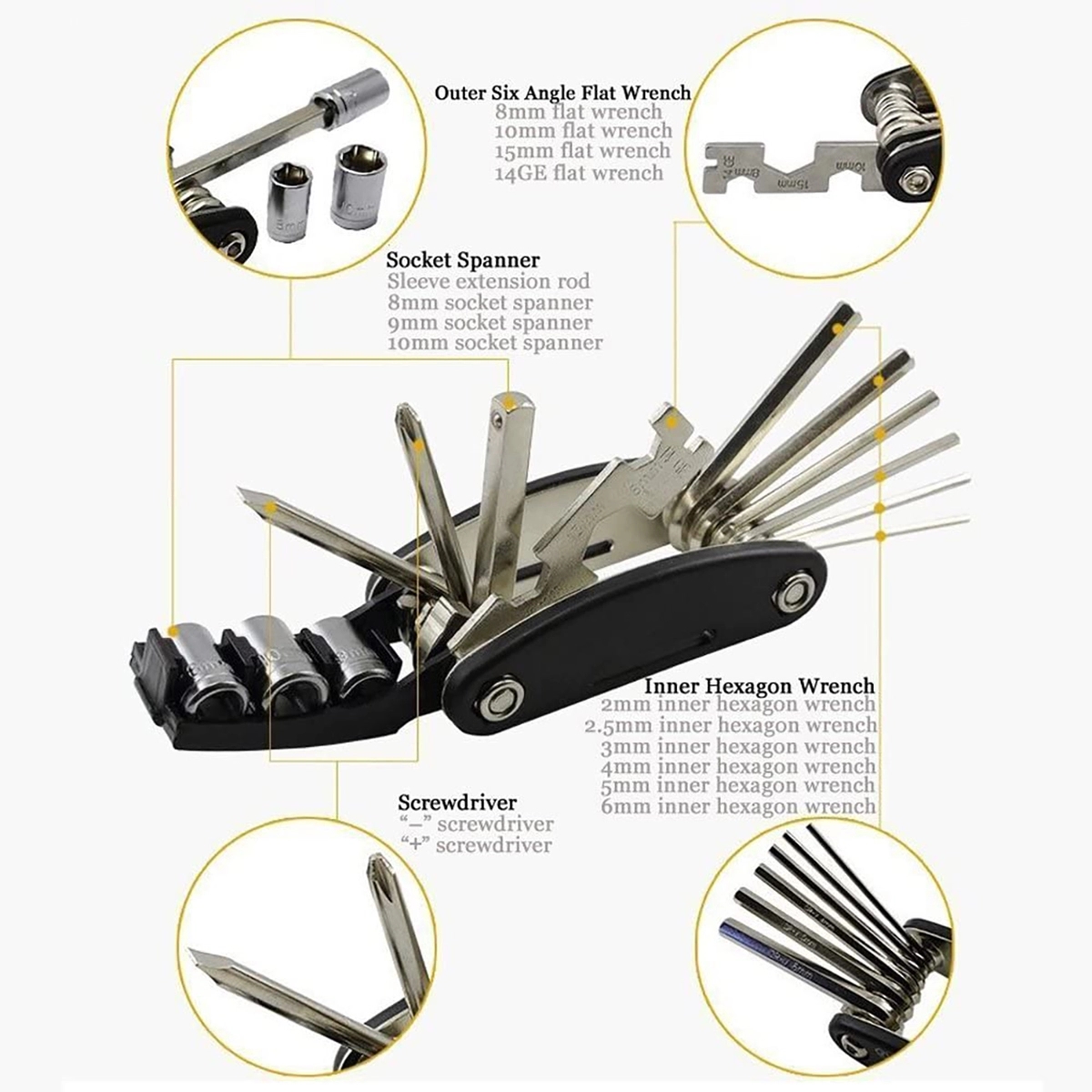 Multifunction Bicycle Mechanic Fix Tools Set 4