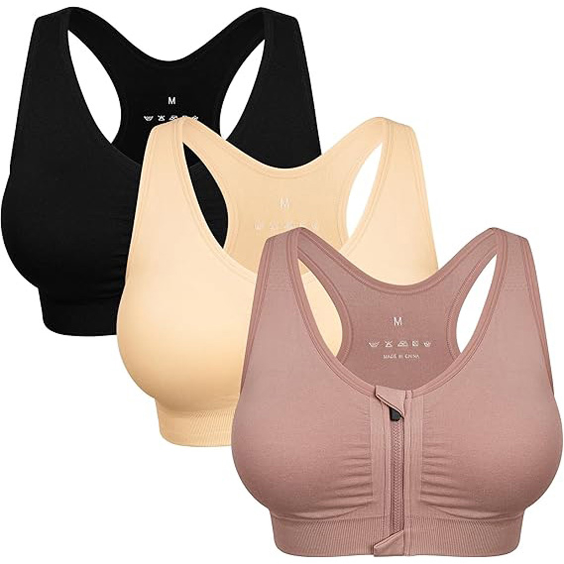 Zip Front Wireless Sports Bra 3