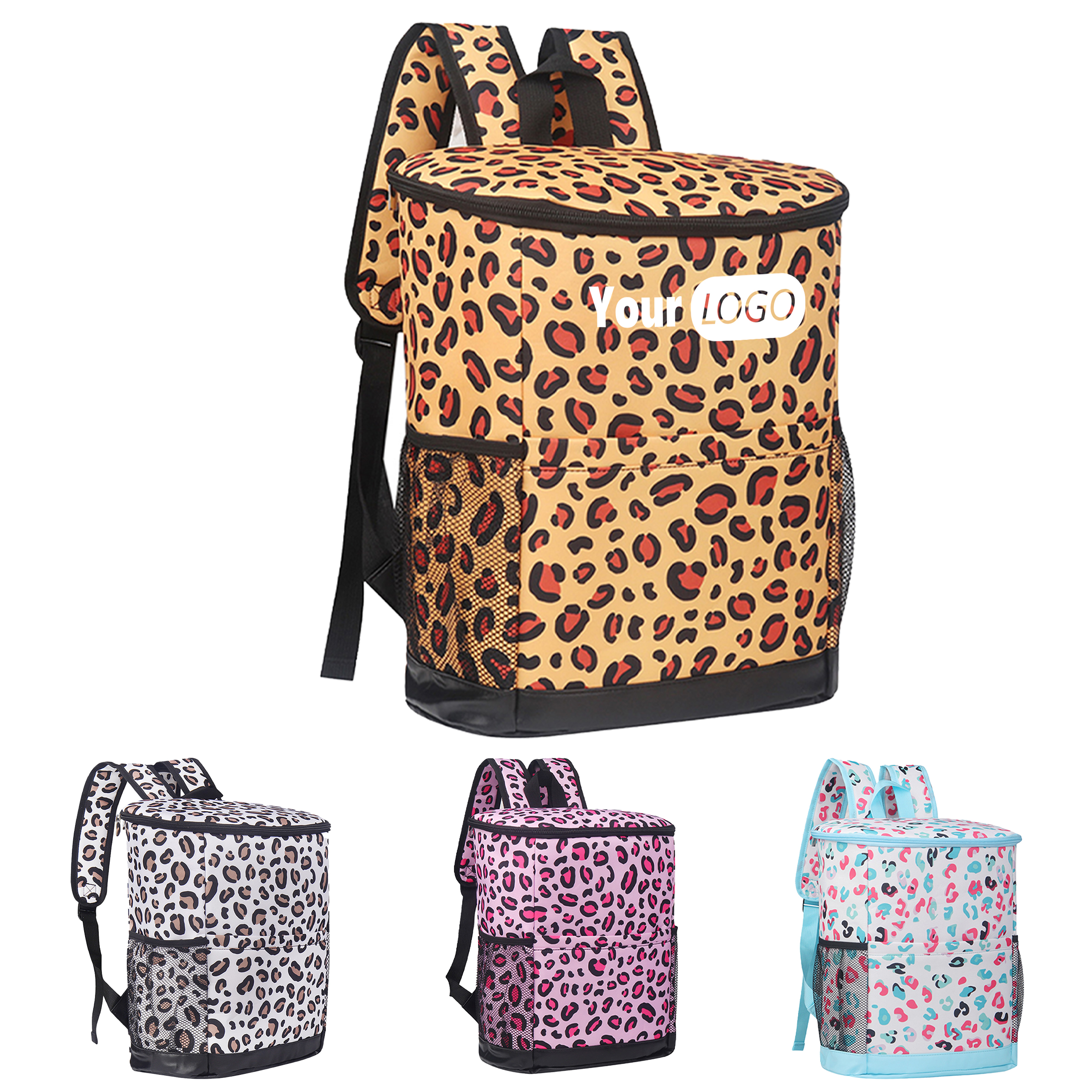 Oxford Leopard Print Double Shoulder Insulated Picnic Bag 5