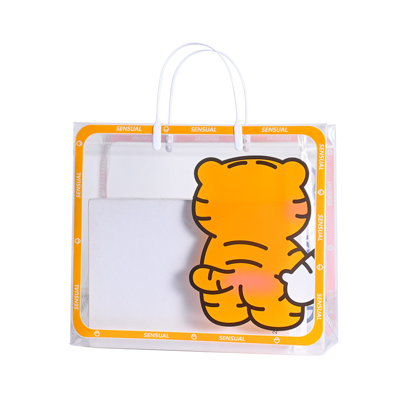PVC Frosted Clear Tote Bags w/ Clever Tiger Pattern 13