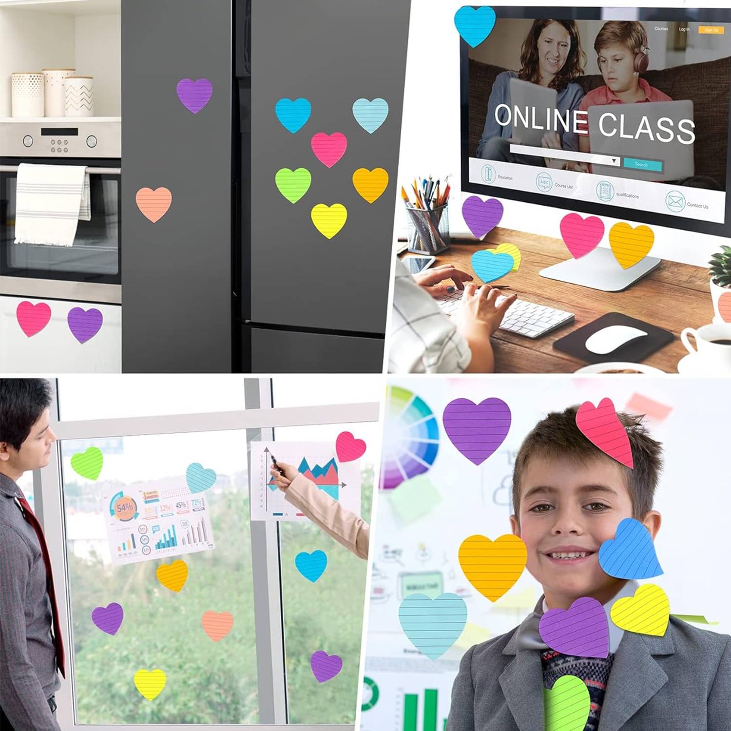 Custom Colorful Heart Shape Self-sticking Memo Notes Pad 3